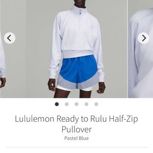 Lululemon White and Blue Half-Zip Pullover Size 4-8